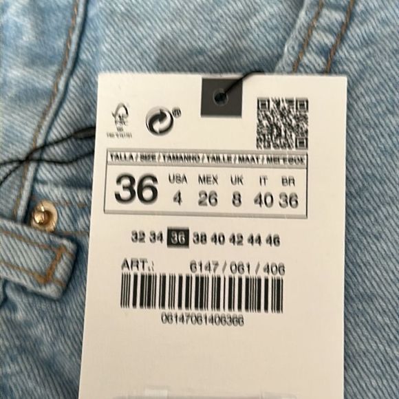 ZARA | Light Blue | RIPPED MID-RISE Z1975 STRAIGHT LEG JEANS - Picture 10 of 11